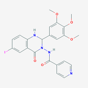 molecular formula C23H21IN4O5 B331241 N-(6-iodo-4-oxo-2-(3,4,5-trimethoxyphenyl)-1,4-dihydro-3(2H)-quinazolinyl)isonicotinamide 