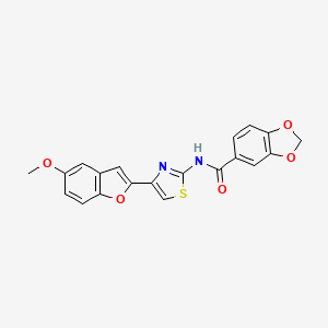 molecular formula C20H14N2O5S B3312416 N-(4-(5-methoxybenzofuran-2-yl)thiazol-2-yl)benzo[d][1,3]dioxole-5-carboxamide CAS No. 946312-48-7