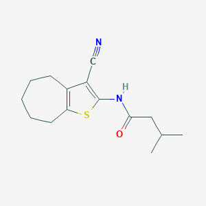 molecular formula C15H20N2OS B331242 N-(3-cyano-5,6,7,8-tetrahydro-4H-cyclohepta[b]thiophen-2-yl)-3-methylbutanamide 