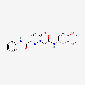 molecular formula C21H18N4O5 B3312441 1-(2-((2,3-dihydrobenzo[b][1,4]dioxin-6-yl)amino)-2-oxoethyl)-6-oxo-N-phenyl-1,6-dihydropyridazine-3-carboxamide CAS No. 946316-82-1