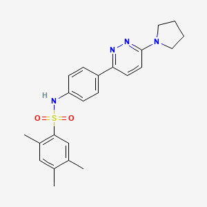 molecular formula C23H26N4O2S B3312476 2,4,5-trimethyl-N-[4-(6-pyrrolidin-1-ylpyridazin-3-yl)phenyl]benzenesulfonamide CAS No. 946317-68-6