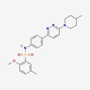 molecular formula C24H28N4O3S B3312510 2-methoxy-5-methyl-N-(4-(6-(4-methylpiperidin-1-yl)pyridazin-3-yl)phenyl)benzenesulfonamide CAS No. 946318-16-7