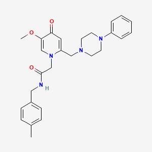 molecular formula C27H32N4O3 B3312540 2-(5-methoxy-4-oxo-2-((4-phenylpiperazin-1-yl)methyl)pyridin-1(4H)-yl)-N-(4-methylbenzyl)acetamide CAS No. 946319-39-7