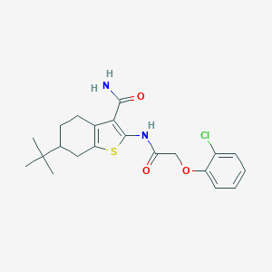 molecular formula C21H25ClN2O3S B331256 6-Tert-butyl-2-{[(2-chlorophenoxy)acetyl]amino}-4,5,6,7-tetrahydro-1-benzothiophene-3-carboxamide 