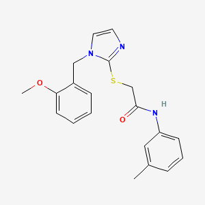 molecular formula C20H21N3O2S B3312567 2-((1-(2-methoxybenzyl)-1H-imidazol-2-yl)thio)-N-(m-tolyl)acetamide CAS No. 946320-46-3