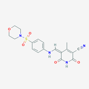 molecular formula C18H18N4O5S B331259 (5Z)-4-methyl-5-[(4-morpholin-4-ylsulfonylanilino)methylidene]-2,6-dioxopyridine-3-carbonitrile 