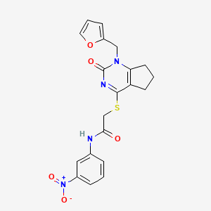molecular formula C20H18N4O5S B3312668 2-((1-(furan-2-ylmethyl)-2-oxo-2,5,6,7-tetrahydro-1H-cyclopenta[d]pyrimidin-4-yl)thio)-N-(3-nitrophenyl)acetamide CAS No. 946326-74-5