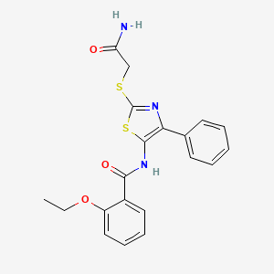 molecular formula C20H19N3O3S2 B3312678 N-(2-((2-amino-2-oxoethyl)thio)-4-phenylthiazol-5-yl)-2-ethoxybenzamide CAS No. 946327-19-1