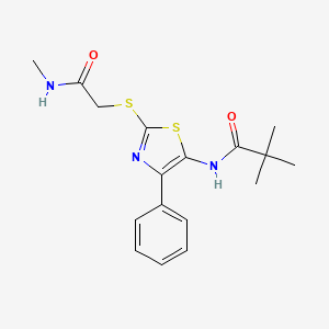 molecular formula C17H21N3O2S2 B3312697 N-(2-((2-(methylamino)-2-oxoethyl)thio)-4-phenylthiazol-5-yl)pivalamide CAS No. 946327-63-5