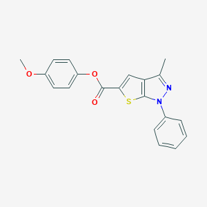 molecular formula C20H16N2O3S B331270 4-methoxyphenyl 3-methyl-1-phenyl-1H-thieno[2,3-c]pyrazole-5-carboxylate 