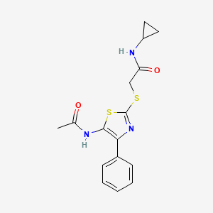 2-((5-acetamido-4-phenylthiazol-2-yl)thio)-N-cyclopropylacetamide
