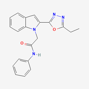 molecular formula C20H18N4O2 B3312836 2-[2-(5-ethyl-1,3,4-oxadiazol-2-yl)-1H-indol-1-yl]-N-phenylacetamide CAS No. 946334-24-3