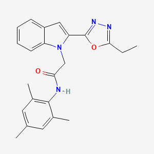molecular formula C23H24N4O2 B3312840 2-(2-(5-ethyl-1,3,4-oxadiazol-2-yl)-1H-indol-1-yl)-N-mesitylacetamide CAS No. 946334-31-2
