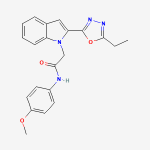 molecular formula C21H20N4O3 B3312846 2-[2-(5-ethyl-1,3,4-oxadiazol-2-yl)-1H-indol-1-yl]-N-(4-methoxyphenyl)acetamide CAS No. 946334-39-0