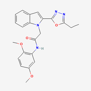 molecular formula C22H22N4O4 B3312851 N-(2,5-dimethoxyphenyl)-2-[2-(5-ethyl-1,3,4-oxadiazol-2-yl)-1H-indol-1-yl]acetamide CAS No. 946334-43-6