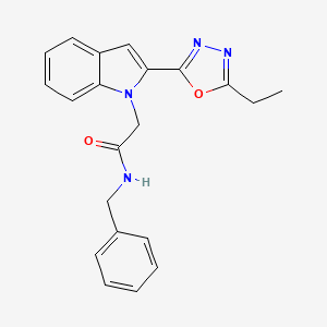 molecular formula C21H20N4O2 B3312857 N-benzyl-2-[2-(5-ethyl-1,3,4-oxadiazol-2-yl)-1H-indol-1-yl]acetamide CAS No. 946334-55-0