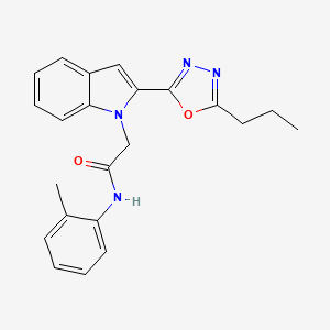molecular formula C22H22N4O2 B3312863 N-(2-methylphenyl)-2-[2-(5-propyl-1,3,4-oxadiazol-2-yl)-1H-indol-1-yl]acetamide CAS No. 946334-83-4
