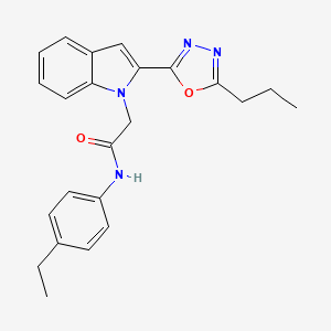molecular formula C23H24N4O2 B3312871 N-(4-ethylphenyl)-2-[2-(5-propyl-1,3,4-oxadiazol-2-yl)-1H-indol-1-yl]acetamide CAS No. 946334-91-4
