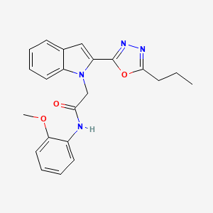 molecular formula C22H22N4O3 B3312872 N-(2-methoxyphenyl)-2-[2-(5-propyl-1,3,4-oxadiazol-2-yl)-1H-indol-1-yl]acetamide CAS No. 946334-95-8