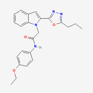 molecular formula C23H24N4O3 B3312877 N-(4-ethoxyphenyl)-2-[2-(5-propyl-1,3,4-oxadiazol-2-yl)-1H-indol-1-yl]acetamide CAS No. 946334-99-2