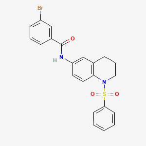 molecular formula C22H19BrN2O3S B3312884 3-bromo-N-(1-(phenylsulfonyl)-1,2,3,4-tetrahydroquinolin-6-yl)benzamide CAS No. 946335-01-9