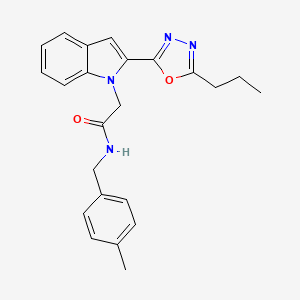 molecular formula C23H24N4O2 B3312895 N-(4-methylbenzyl)-2-(2-(5-propyl-1,3,4-oxadiazol-2-yl)-1H-indol-1-yl)acetamide CAS No. 946335-19-9