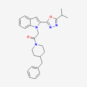 molecular formula C27H30N4O2 B3312902 1-(4-benzylpiperidin-1-yl)-2-(2-(5-isopropyl-1,3,4-oxadiazol-2-yl)-1H-indol-1-yl)ethanone CAS No. 946335-34-8