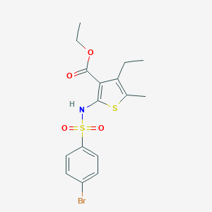 molecular formula C16H18BrNO4S2 B331291 Ethyl 2-{[(4-bromophenyl)sulfonyl]amino}-4-ethyl-5-methyl-3-thiophenecarboxylate 
