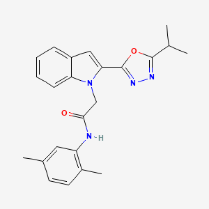 molecular formula C23H24N4O2 B3312912 N-(2,5-dimethylphenyl)-2-(2-(5-isopropyl-1,3,4-oxadiazol-2-yl)-1H-indol-1-yl)acetamide CAS No. 946335-40-6