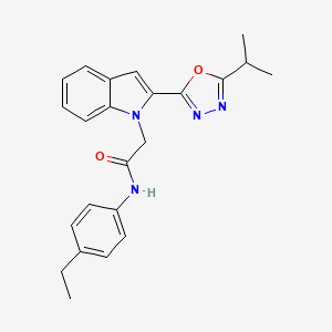 molecular formula C23H24N4O2 B3312924 N-(4-ethylphenyl)-2-(2-(5-isopropyl-1,3,4-oxadiazol-2-yl)-1H-indol-1-yl)acetamide CAS No. 946335-44-0