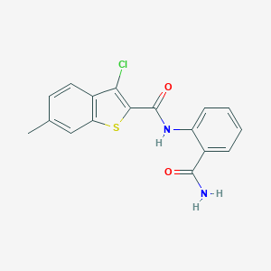 molecular formula C17H13ClN2O2S B331294 N-(2-carbamoylphenyl)-3-chloro-6-methyl-1-benzothiophene-2-carboxamide 