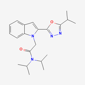 molecular formula C21H28N4O2 B3312947 N,N-diisopropyl-2-(2-(5-isopropyl-1,3,4-oxadiazol-2-yl)-1H-indol-1-yl)acetamide CAS No. 946335-88-2