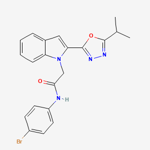 molecular formula C21H19BrN4O2 B3312950 N-(4-bromophenyl)-2-(2-(5-isopropyl-1,3,4-oxadiazol-2-yl)-1H-indol-1-yl)acetamide CAS No. 946335-92-8