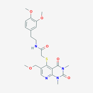 molecular formula C23H28N4O6S B3312971 N-(3,4-dimethoxyphenethyl)-2-((6-(methoxymethyl)-1,3-dimethyl-2,4-dioxo-1,2,3,4-tetrahydropyrido[2,3-d]pyrimidin-5-yl)thio)acetamide CAS No. 946337-35-5
