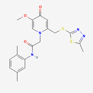 molecular formula C20H22N4O3S2 B3312984 N-(2,5-dimethylphenyl)-2-(5-methoxy-2-(((5-methyl-1,3,4-thiadiazol-2-yl)thio)methyl)-4-oxopyridin-1(4H)-yl)acetamide CAS No. 946338-20-1