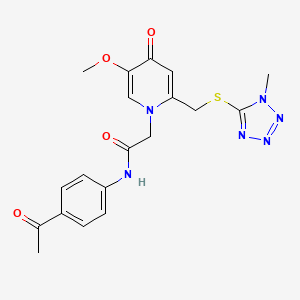 molecular formula C19H20N6O4S B3312986 N-(4-acetylphenyl)-2-(5-methoxy-2-(((1-methyl-1H-tetrazol-5-yl)thio)methyl)-4-oxopyridin-1(4H)-yl)acetamide CAS No. 946338-36-9