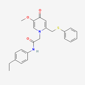 molecular formula C23H24N2O3S B3312993 N-(4-ethylphenyl)-2-(5-methoxy-4-oxo-2-((phenylthio)methyl)pyridin-1(4H)-yl)acetamide CAS No. 946338-68-7