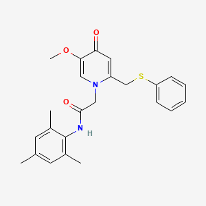 N-mesityl-2-(5-methoxy-4-oxo-2-((phenylthio)methyl)pyridin-1(4H)-yl)acetamide