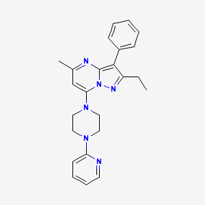molecular formula C24H26N6 B3313018 2-Ethyl-5-methyl-3-phenyl-7-(4-pyridin-2-ylpiperazin-1-yl)pyrazolo[1,5-a]pyrimidine CAS No. 946339-73-7