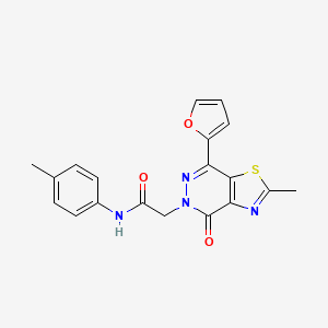 molecular formula C19H16N4O3S B3313034 2-(7-(furan-2-yl)-2-methyl-4-oxothiazolo[4,5-d]pyridazin-5(4H)-yl)-N-(p-tolyl)acetamide CAS No. 946341-94-2