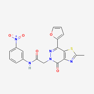 molecular formula C18H13N5O5S B3313043 2-(7-(furan-2-yl)-2-methyl-4-oxothiazolo[4,5-d]pyridazin-5(4H)-yl)-N-(3-nitrophenyl)acetamide CAS No. 946342-00-3