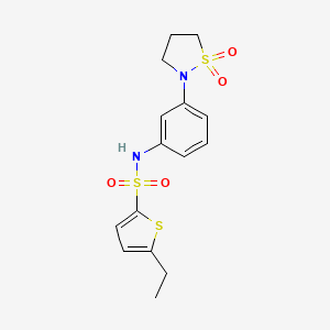 molecular formula C15H18N2O4S3 B3313055 N-[3-(1,1-dioxo-1,2-thiazolidin-2-yl)phenyl]-5-ethylthiophene-2-sulfonamide CAS No. 946342-88-7