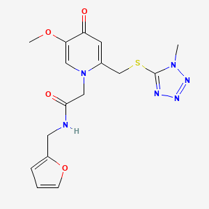 molecular formula C16H18N6O4S B3313062 N-(furan-2-ylmethyl)-2-(5-methoxy-2-(((1-methyl-1H-tetrazol-5-yl)thio)methyl)-4-oxopyridin-1(4H)-yl)acetamide CAS No. 946343-28-8