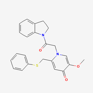 molecular formula C23H22N2O3S B3313072 1-(2-(indolin-1-yl)-2-oxoethyl)-5-methoxy-2-((phenylthio)methyl)pyridin-4(1H)-one CAS No. 946343-56-2