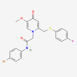 molecular formula C21H18BrFN2O3S B3313088 N-(4-bromophenyl)-2-(2-(((4-fluorophenyl)thio)methyl)-5-methoxy-4-oxopyridin-1(4H)-yl)acetamide CAS No. 946344-04-3