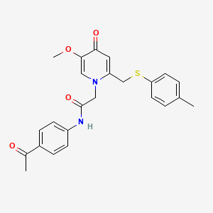 molecular formula C24H24N2O4S B3313100 N-(4-acetylphenyl)-2-(5-methoxy-4-oxo-2-((p-tolylthio)methyl)pyridin-1(4H)-yl)acetamide CAS No. 946344-35-0