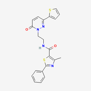 molecular formula C21H18N4O2S2 B3313102 4-methyl-N-(2-(6-oxo-3-(thiophen-2-yl)pyridazin-1(6H)-yl)ethyl)-2-phenylthiazole-5-carboxamide CAS No. 946345-16-0