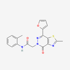molecular formula C19H16N4O3S B3313109 2-(7-(furan-2-yl)-2-methyl-4-oxothiazolo[4,5-d]pyridazin-5(4H)-yl)-N-(o-tolyl)acetamide CAS No. 946345-92-2