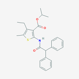 molecular formula C25H27NO3S B331311 Isopropyl 2-[(diphenylacetyl)amino]-4-ethyl-5-methyl-3-thiophenecarboxylate 