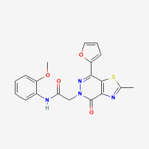 molecular formula C19H16N4O4S B3313117 2-(7-(furan-2-yl)-2-methyl-4-oxothiazolo[4,5-d]pyridazin-5(4H)-yl)-N-(2-methoxyphenyl)acetamide CAS No. 946345-96-6